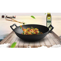 Amazon caliente hierro fundido big wok con fondo plano